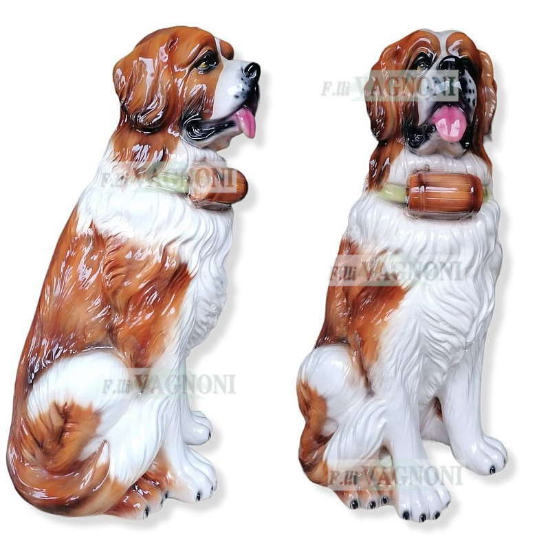 STATUA CANE SAN BERNARDO IN CERAMICA CM. 90 -ANIMALI-